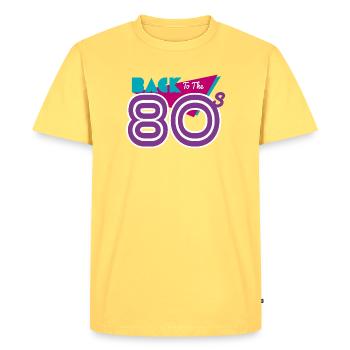 back to the 80s - T-shirt Premium bio Homme - jaune pastel - Devant - AI Model Male 185 dark (185cm)