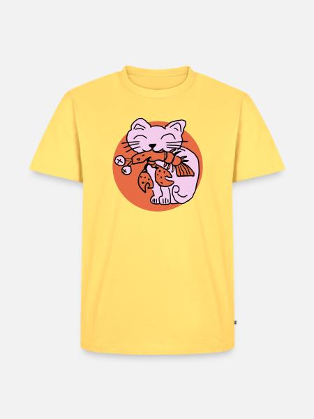 Cat eats cancer - Men's Premium Organic T-Shirt - sky yellow