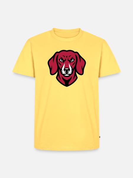 Dackel Maskottchen Logo - Männer Premium Bio T-Shirt - Pastellgelb