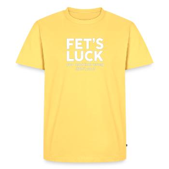 Fet's Luck: Lies das falsche Tee - Männer Premium Bio T-Shirt - Pastellgelb - Vorne - AI Model Male 185 dark (185cm)