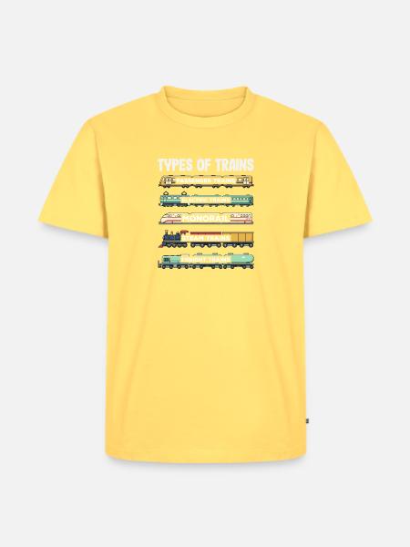 Zugarten Dampflok Güterzug Monorail Eisenbahn - Männer Premium Bio T-Shirt - Pastellgelb