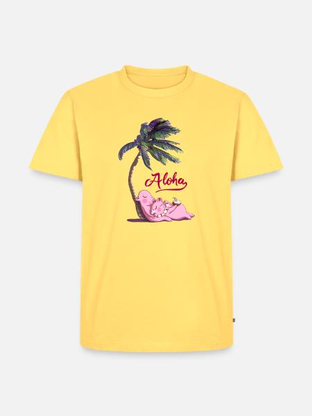 aloha Schweinchenpaar  - Männer Premium Bio T-Shirt - Pastellgelb