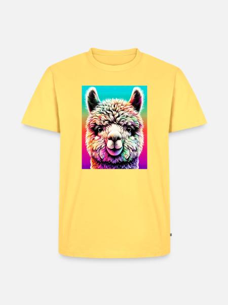 Alpaka - Männer Premium Bio T-Shirt - Pastellgelb