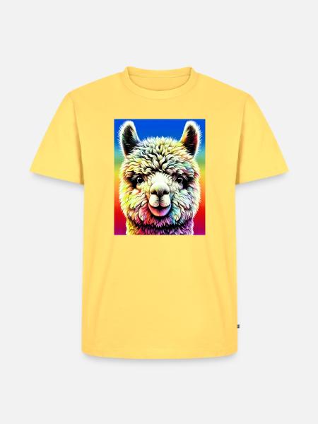Alpaka - Männer Premium Bio T-Shirt - Pastellgelb