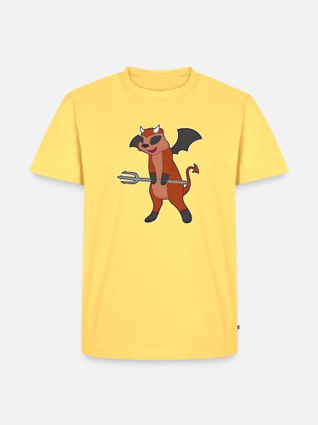 Erdmännchen Halloween Teufel Dreizack - Männer Premium Bio T-Shirt - Pastellgelb