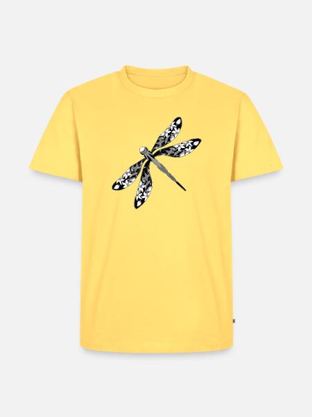 Libelle - Männer Premium Bio T-Shirt - Pastellgelb