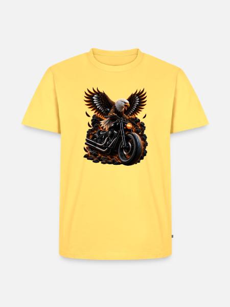 Adler auf Cruiser-Motorrad - Männer Premium Bio T-Shirt - Pastellgelb