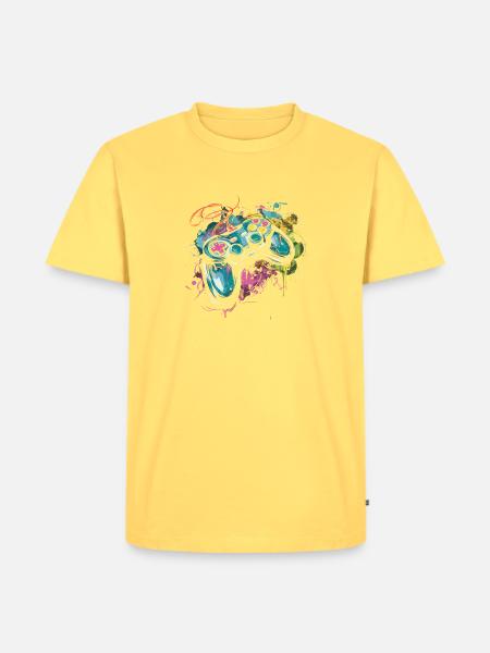 Gamepad Splash - Männer Premium Bio T-Shirt - Pastellgelb