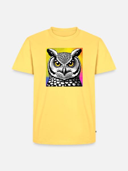 Eule - Männer Premium Bio T-Shirt - Pastellgelb