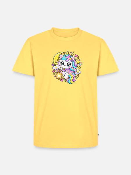 Astral Kawaii Pastell-Einhorn - Männer Premium Bio T-Shirt - Pastellgelb