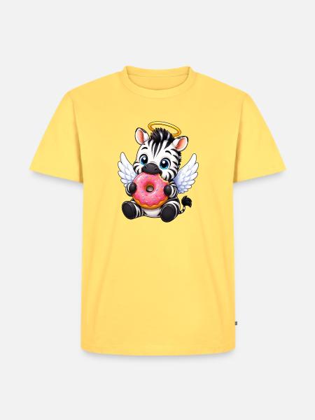 Zebra Donut Engel Süßer Cartoon - Männer Premium Bio T-Shirt - Pastellgelb