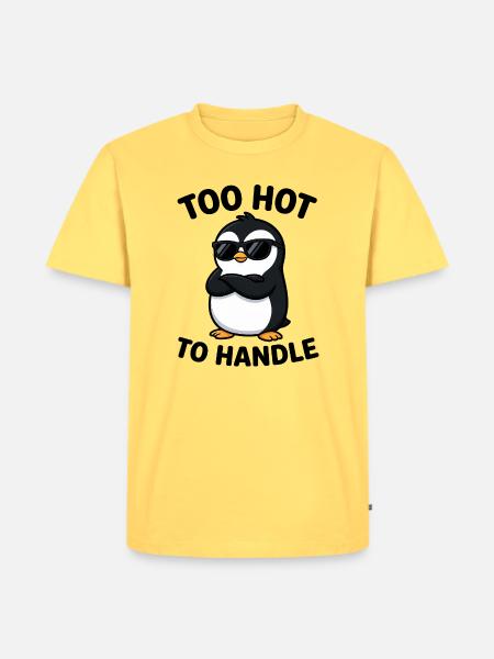 Pinguin Too Hot To Handle Sonnenbrille - Männer Premium Bio T-Shirt - Pastellgelb