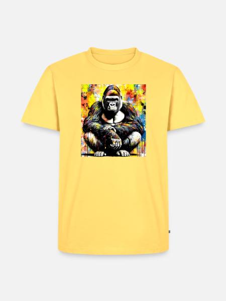 Gorilla - Männer Premium Bio T-Shirt - Pastellgelb