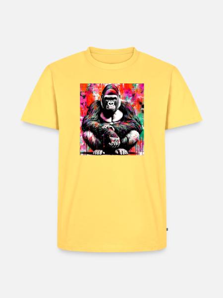 Gorilla - Männer Premium Bio T-Shirt - Pastellgelb