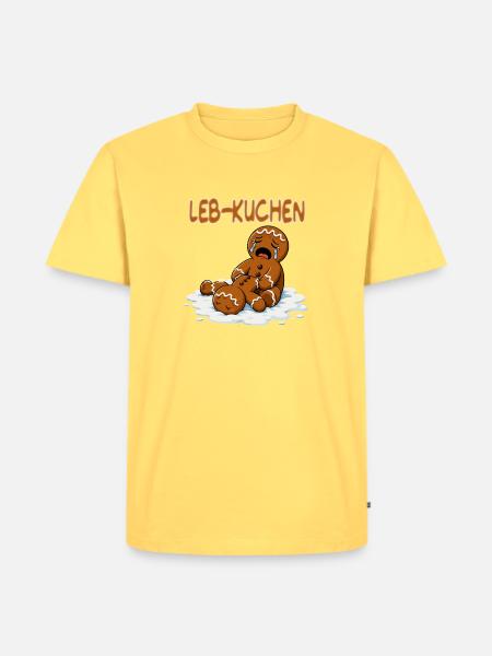 LEB-KUCHEN Trauriger Lebkuchen Winterweihnachten - Männer Premium Bio T-Shirt - Pastellgelb