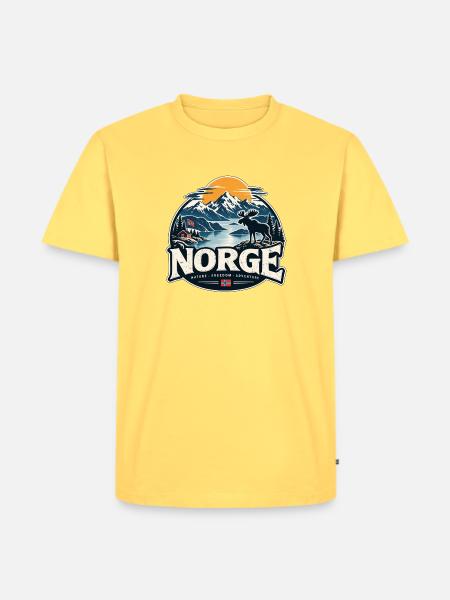 Norwegen - Männer Premium Bio T-Shirt - Pastellgelb