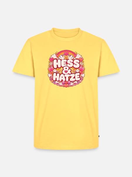Hess-und-Hatze-Liebe-Overload - Männer Premium Bio T-Shirt - Pastellgelb
