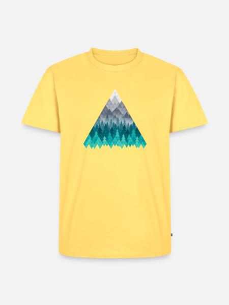 Geometrischer Wald im Blaugrün - Männer Premium Bio T-Shirt - Pastellgelb