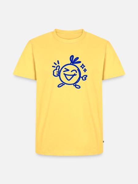 Alles Super – Zwinkernder Charakter Line Art - Männer Premium Bio T-Shirt - Pastellgelb