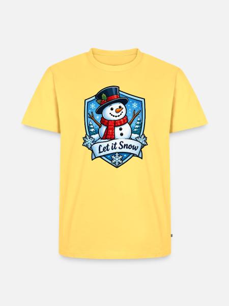 Schneemann Winterzauber - Männer Premium Bio T-Shirt - Pastellgelb