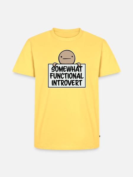 Somewhat Functional Introvert Spruch Logo Text - Männer Premium Bio T-Shirt - Pastellgelb