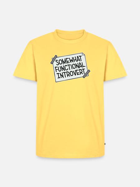 Somewhat Functional Introvert Spruch Logo Text - Männer Premium Bio T-Shirt - Pastellgelb