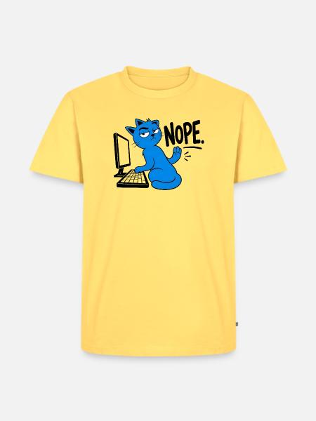 Katzen-Geek-Humor NEIN - Männer Premium Bio T-Shirt - Pastellgelb