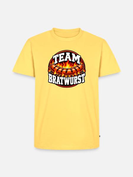 Team Bratwurst – Lustiges Grill Design - Männer Premium Bio T-Shirt - Pastellgelb