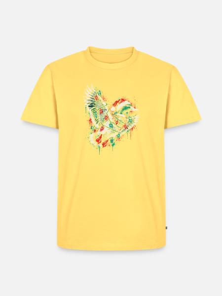 Weihnachts-Taube in Aquarellstil - Männer Premium Bio T-Shirt - Pastellgelb
