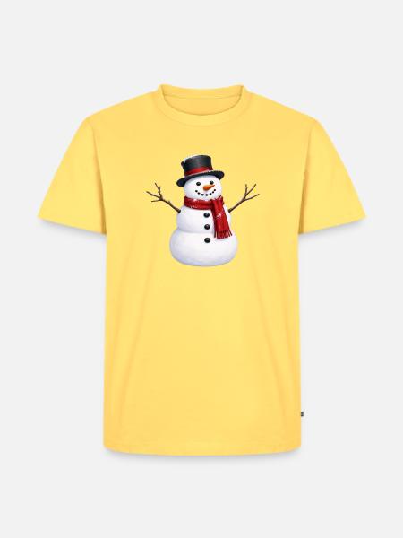 Schneemann - Männer Premium Bio T-Shirt - Pastellgelb