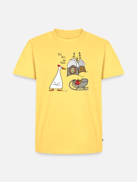 Weihnachtliche Gans  - Männer Premium Bio T-Shirt - Pastellgelb