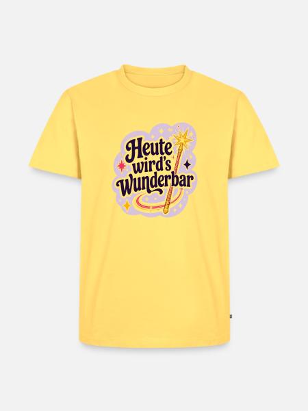Heute wird's Wunderbar - Männer Premium Bio T-Shirt - Pastellgelb