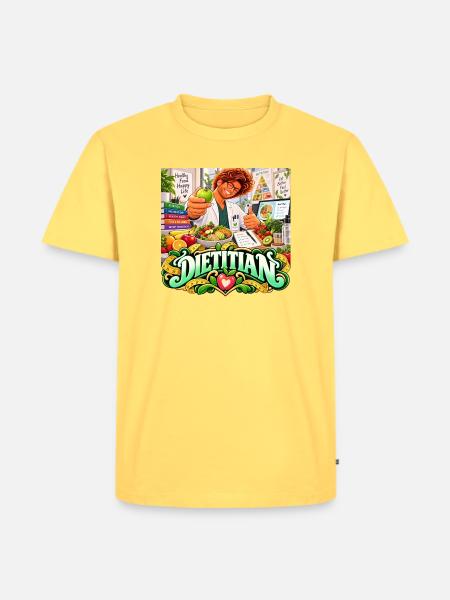 Ernährungsberater: Bunte Ernährung - Männer Premium Bio T-Shirt - Pastellgelb