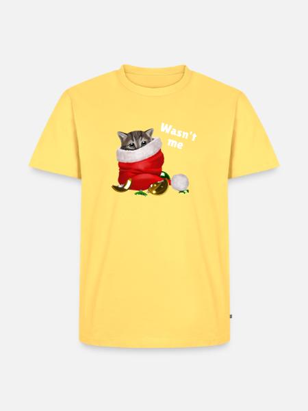 Wasn't me - Kätzchen mit kaputten Kugeln - Männer Premium Bio T-Shirt - Pastellgelb