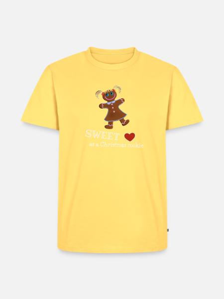 Sweet as a Christmas cookie - Lebkuchenmädchen - Männer Premium Bio T-Shirt - Pastellgelb