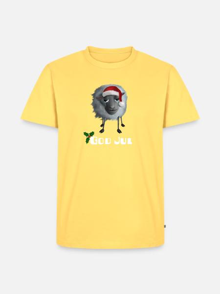 Graues Schaf God Jul - Schwedisch - Männer Premium Bio T-Shirt - Pastellgelb