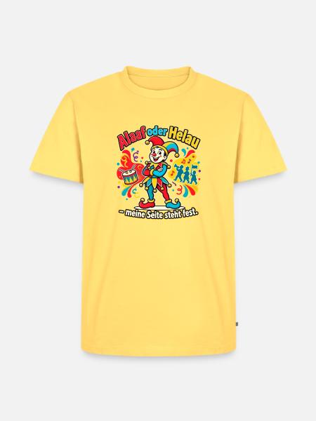 Karneval Alaaf oder Helau Karnevalsfan - Männer Premium Bio T-Shirt - Pastellgelb