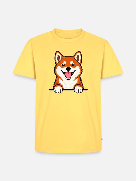 Shiba Inu - Männer Premium Bio T-Shirt - Pastellgelb