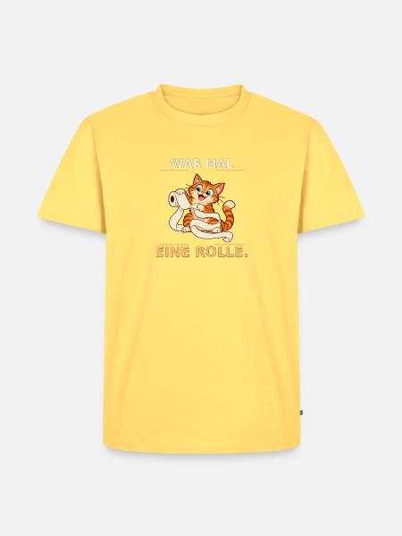 War mal eine Rolle Katze - Männer Premium Bio T-Shirt - Pastellgelb