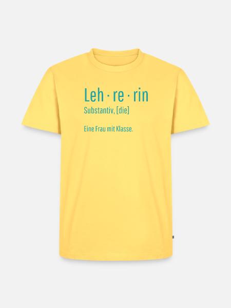 Lehrerin Substantiv Definition Schule Geschenk - Männer Premium Bio T-Shirt - Pastellgelb