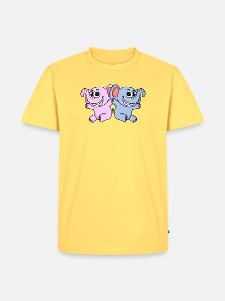 Mädchen Junge Zwillinge - Männer Premium Bio T-Shirt - Pastellgelb
