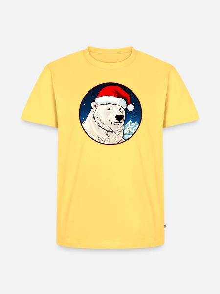 Eisbären Weihnachten - Männer Premium Bio T-Shirt - Pastellgelb
