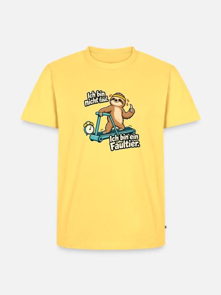 Faultier Spruch: Ich bin nicht faul - Männer Premium Bio T-Shirt - Pastellgelb