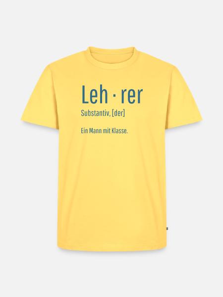 Lehrer Substantiv Definition Schule Geschenk - Männer Premium Bio T-Shirt - Pastellgelb