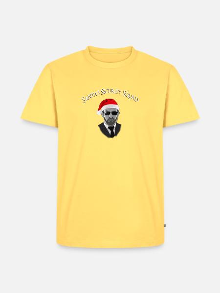 Santa's Security Squad - Bodyguard mit Mütze - Männer Premium Bio T-Shirt - Pastellgelb