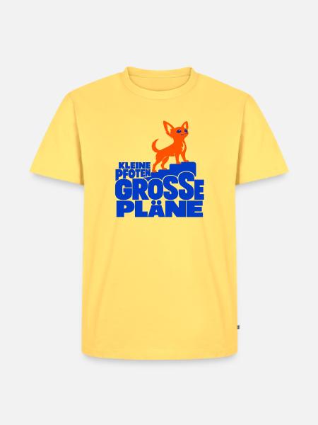 Kleine Pfoten, große Pläne – Chihuahua - Männer Premium Bio T-Shirt - Pastellgelb