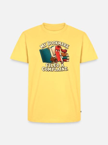 Lesezeichen mit Beschwerde - Männer Premium Bio T-Shirt - Pastellgelb
