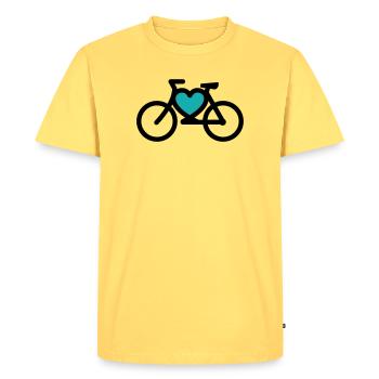 i ike mon vélo - T-shirt Premium bio Homme - jaune pastel - Devant - AI Model Male 185 dark (185cm)