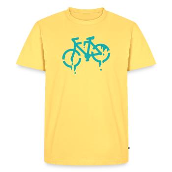 pochoir vélo - T-shirt Premium bio Homme - jaune pastel - Devant - AI Model Male 185 dark (185cm)
