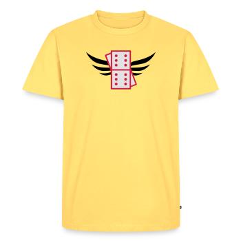 Domino / Dominoes / Game / Gamer / Puzzle - Men's Premium Organic T-Shirt - sky yellow - Front - AI Model Male 185 dark (185cm)